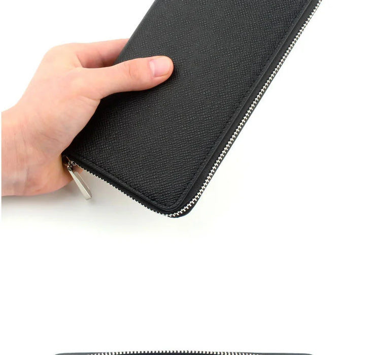 Custom Initial Letters Genuine Saffiano Leather Unisex Long Wallet Purse