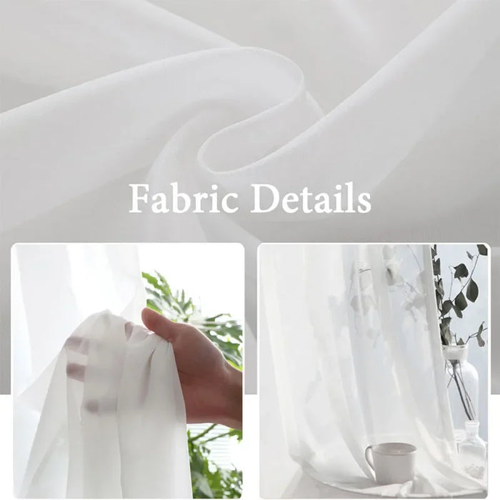1Pc  Super Soft Chiffon White Tulle Sheer Curtains for Living Room Lining Bedroom Window Decor