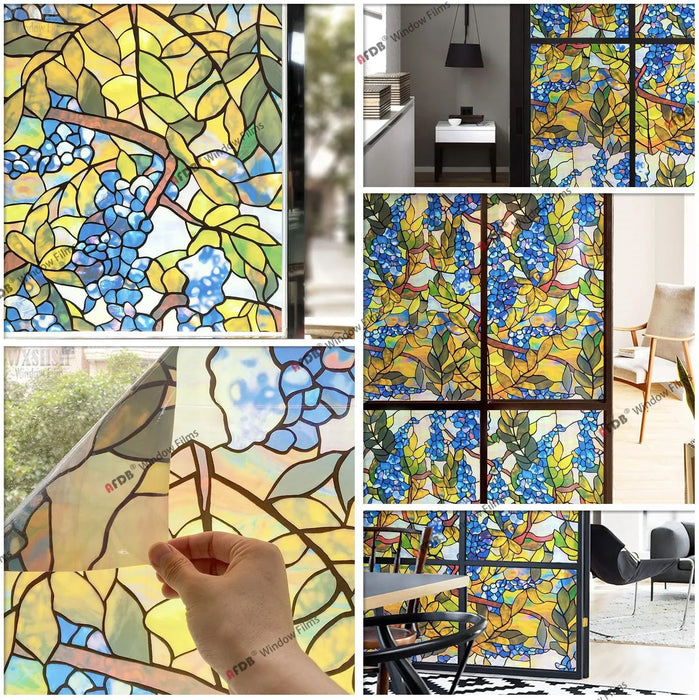 Stained Decorative Window Film Static Self Adhesive Glass Sticker Heat Control Vinyl Window Cling For Home Door Glass Decals