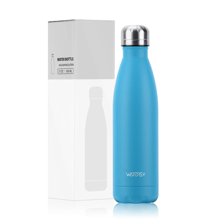 WATERSY 500ml Insulated Water Bottle, Stainless Steel Thermal Leakproof Flask, BPA-Free Double Walled Vacuum Bottle for Sports