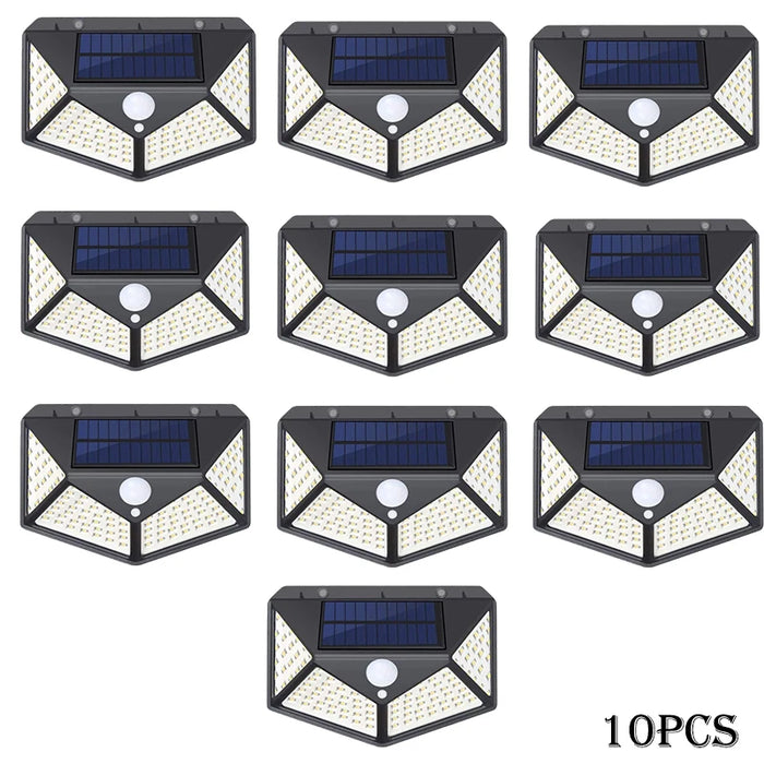 1-12 Pack Solar Lights Outdoor 100 LED Wall Lamp Motion Sensor Lights Waterproof Solar Street Light for Garden Porch Yard Garage