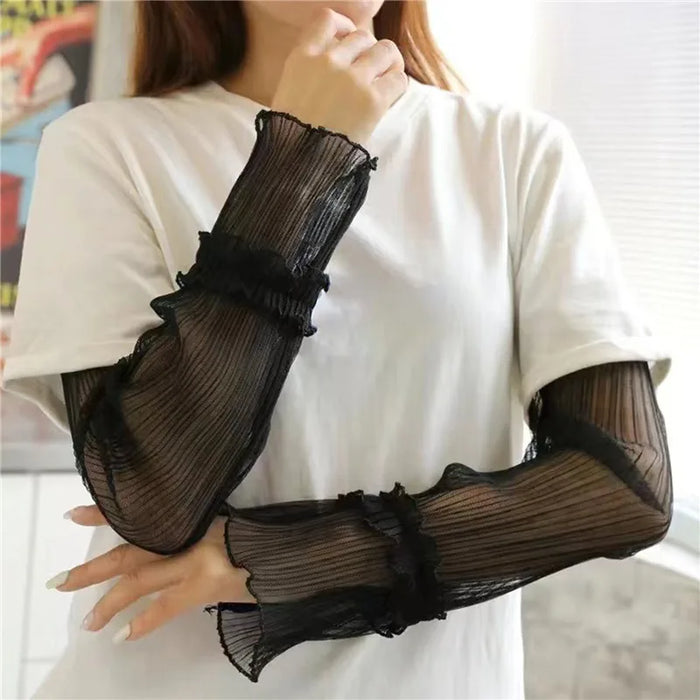 Chiffon Veil Arm Shade Shawl Scarf Women Summer Sun Protection Clothing Long Sleeves Wraps Anti-UV Jacket Swimsuit Cover Up