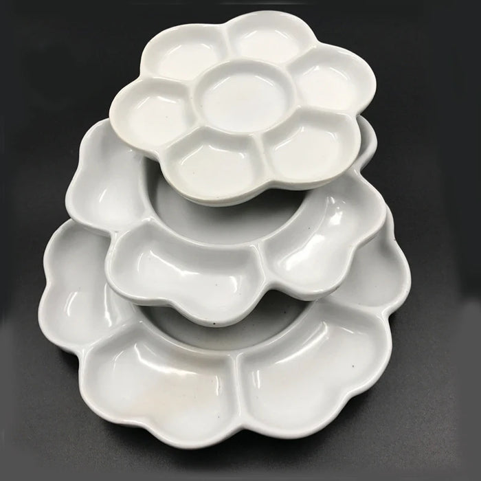 Jingdezhen Ceramic Palette Plum Blossom Pigment Gouache Watercolor Painting and Calligraphy Art Supplies