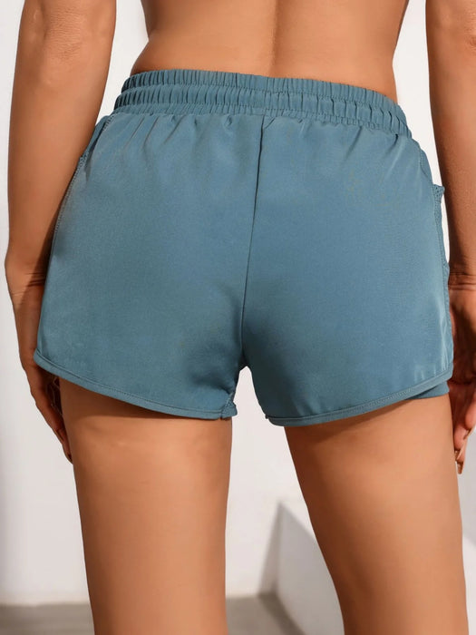 Women's 2 in 1 Running Shorts, High Waisted Quick Dry Athletic Workout Shorts with Mesh Pockets, Breathable Liner Gym Yoga Short