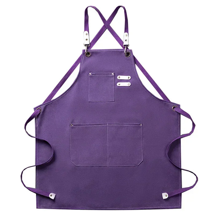 New Fashion Canvas Kitchen Aprons For Woman Men Chef Work Apron For Grill Restaurant Bar Shop Cafes Beauty Nails Studios Uniform