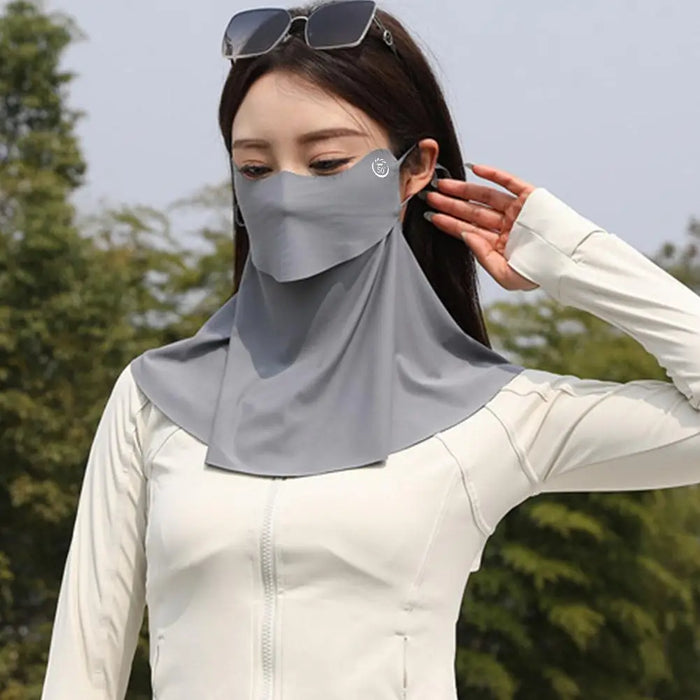 Summer Ice Silk Sun Protection Mask for Women UPF50+ Anti-UV Balaclava Scarf Outdoor Cycling Hiking 360° Face Neck Cover