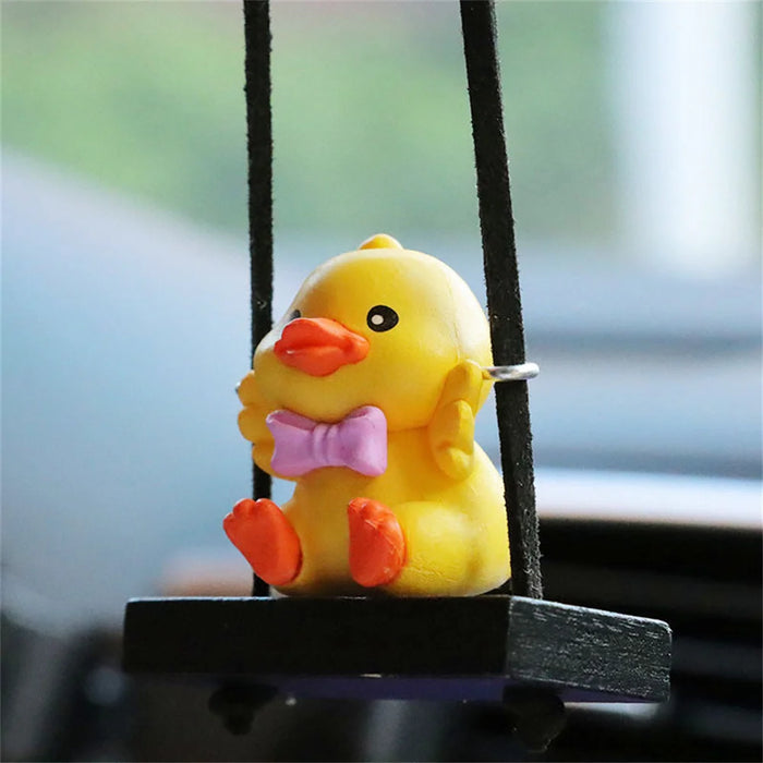 Little Yellow Duck Car Pendant Swing Auto Rearview Mirror Hanging Decorations