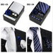 Four men's tie gift sets in assorted patterns with style codes