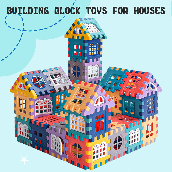 Large house building blocks built into a colourful castle
