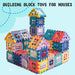 Large house building blocks built into a colourful castle