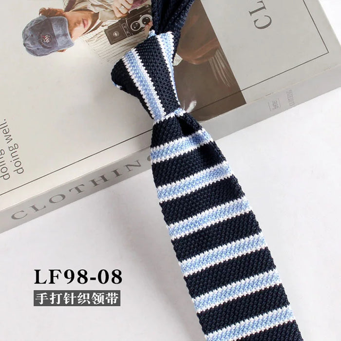 Striped Knitted Neckties For Men Narrow Retro Knitting Neck Tie Korean Style Casual Cravat Shirts Accessories Suit Neckwear