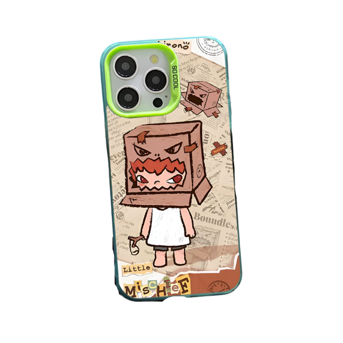 Cartoon Cute Destruction Hirono Case for iPhone 16 15 14 13 Pro Max Plating Matte Hard