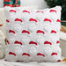 White cushion cover with raised Santa hats