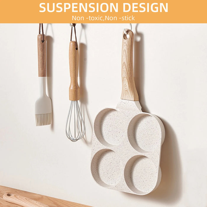 2/ 4 Holes Frying Pot Pan Black Thickened Kitchen Omelet Non-Stick Egg Poacher Pancake Crepe Steak Cooking Ham Breakfast Maker