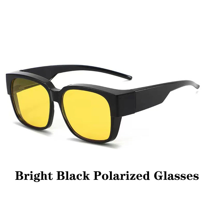 Fit-over sunglasses: Gloss Black, Yellow Lens, Polarized