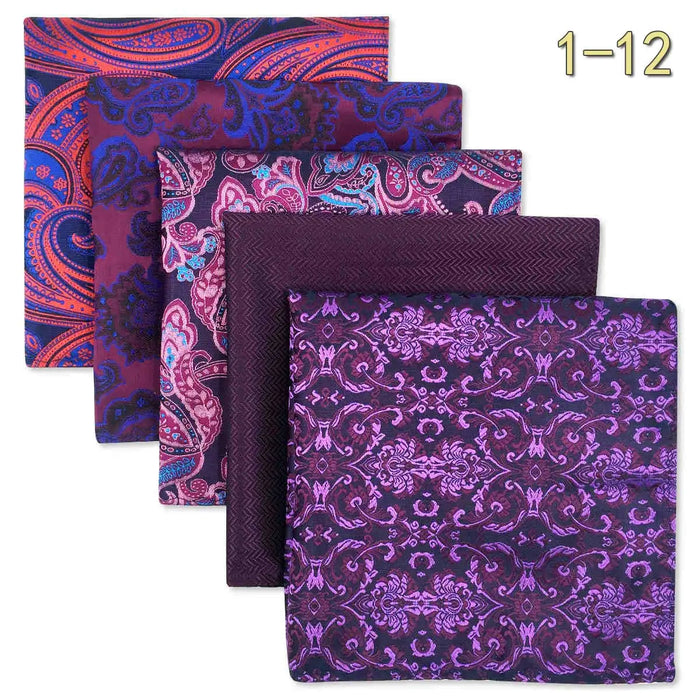 5 Pieces Mens Pocket Squares Wedding Handkerchiefs Set Fashion Formal Bundle Luxury Unique