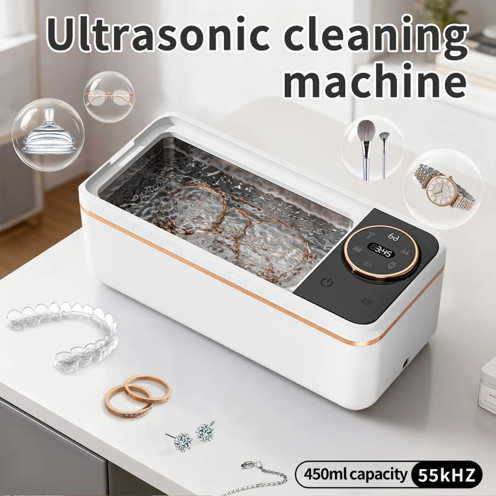 Ultrasonic 48KHZ Glasses Cleaner Machine, Soundwave technology Denture Cleaner, Jewelry & Makeup Brush Cleaning Machine