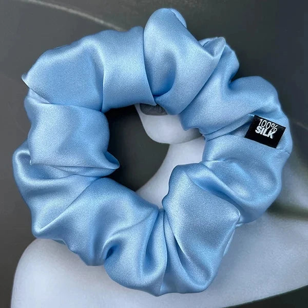 Mulberry silk scrunchie, Baby Blue