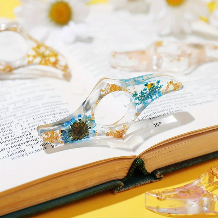 1 Pc Dried Flower Resin Book Page Holders Colorful Thumb Rings Book Page Holders Clear Book Page Holders Bookmarks