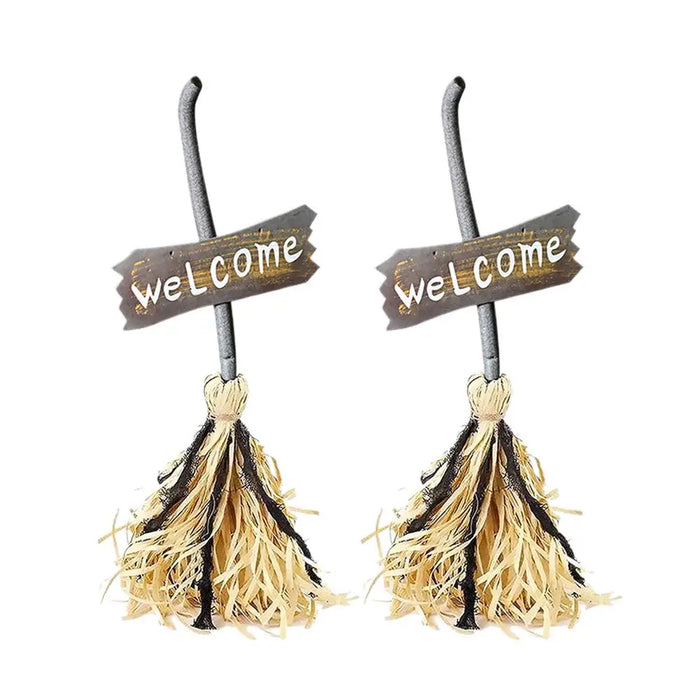 Magic Witch Broom Ornaments DIY LED Lit Sound For Halloween Haunted House Bar Party Motion Sensor Spooky Durable Decoration