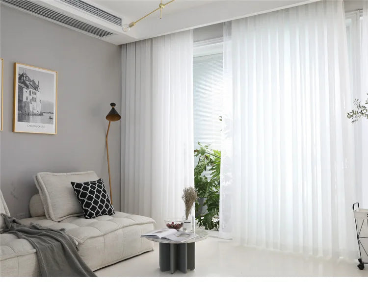 1Pc  Super Soft Chiffon White Tulle Sheer Curtains for Living Room Lining Bedroom Window Decor