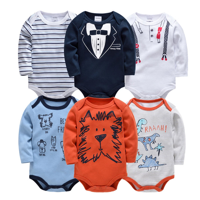 3/6 Pcs/Lot Newborn Baby Clothes Boys Cute Romper 100% Cotton Long Sleeve Bodysuit Baby Clothing Set Gift Infant Jumpsuit 0-24M