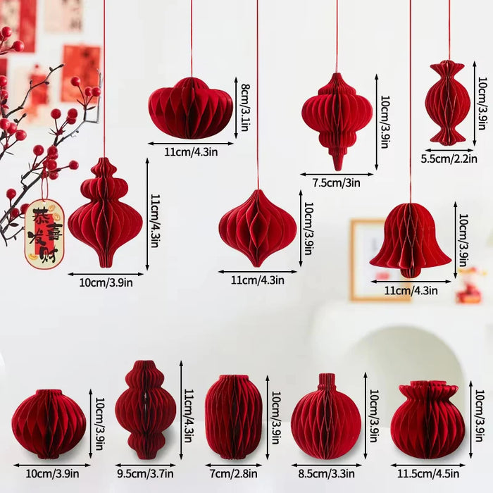 Chinese New Year Decorations Paper Honeycomb Ball Folding Christmas Tree 3D Ornament Home Wedding Decoration Desktop Ornament