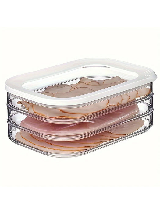 Lunch Meat Container for Refrigerator, 3Layers Deli Meat Container for Fridge, Stackable Cold Cuts Storage Containers for Fridge