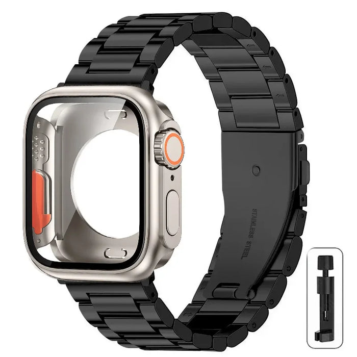 Change to Ultra Case+Band For Apple Watch 46mm 44 42mm 45mm Metal Stainless Steel strap for iWatch series Series 10 9 8 7 6 SE 5