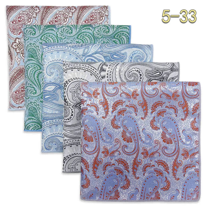 5 Pieces Mens Pocket Squares Wedding Handkerchiefs Set Fashion Formal Bundle Luxury Unique