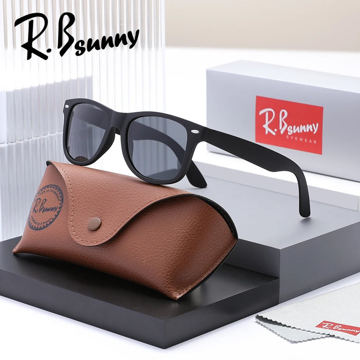 RBsunny Classic Polarized Sunglasses Men Women Outdoor UV400 Retro Black Frame Glasses Male Fashion Anti Glare Driving Eyewear