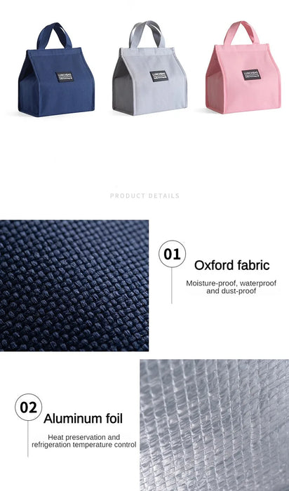 Thermal Insulated Portable Oxford Lunch Bags Picnic School Food Bento