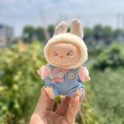 Mini Plush Doll'S Clothes Outfit Accessories For 17cm Korea Kpop Labubu I II Idol Dolls sit party overalls Clothing