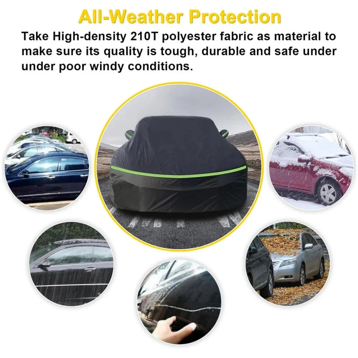Windproof Full Car Cover All Weather Outdoor Car Covers with Zipper