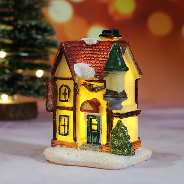 Brightness LED Light Up Small Village House Scene Christmas Decor Ornament 2024 New Year Home Decor Navidad