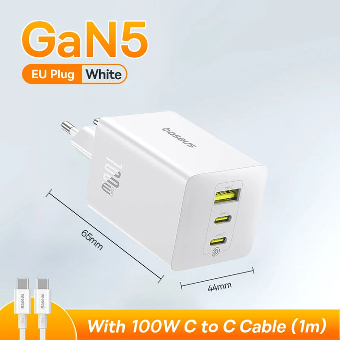Baseus 100W GaN Charger Fast Charger For Xiaomi Samsung iPhone 17 16 15 Laptop Tablet Charger PD Charger With USB Phone Charger