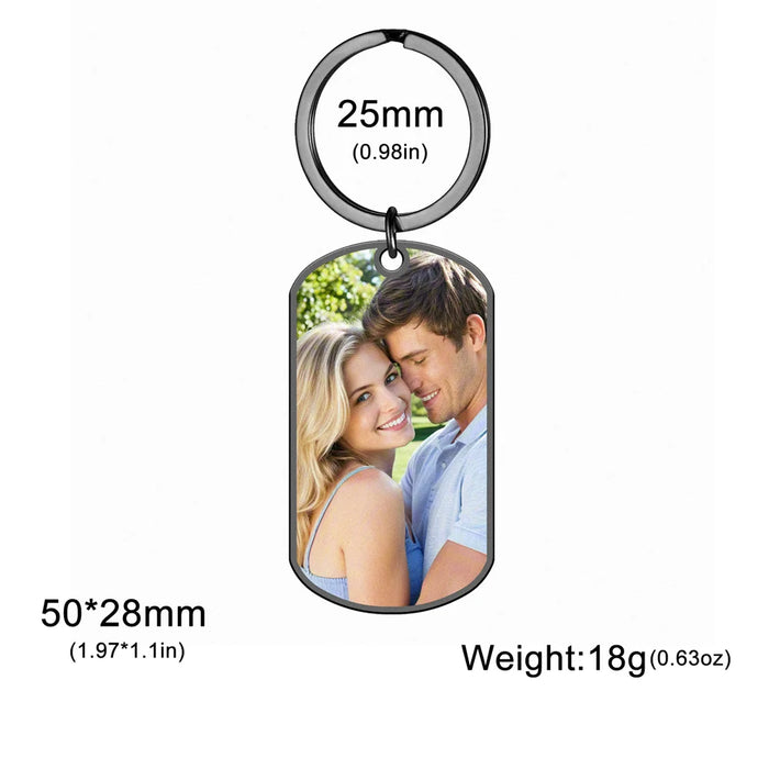 Custom Photo Keychain Stainless Steel Keyring Rectangle Heart Shape Personalized Picture Key Holder Jewelry Valentine's Day Gift