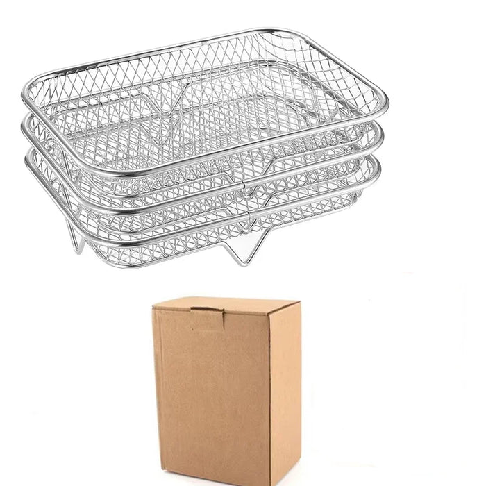 3Layers Air Fryer Rack Stainless Steel Stackable Grill Food Dehydrator Basket Air Fryer Accessory  Cook Several Food in One Time