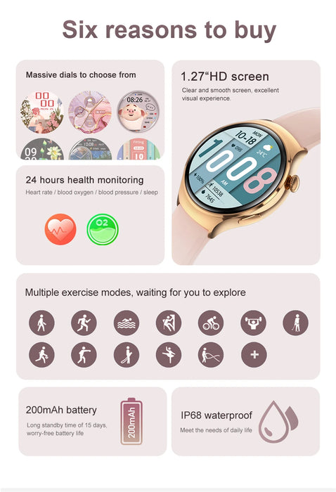 2025New GPS NFC Bluetooth Call Smartwatch Women Watch 4 mini Sports Track Heart Rate Oximetry Monitoring Health Smartwatch Woman