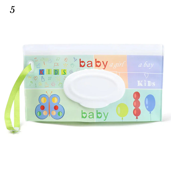 EVA Baby Wet Wipe Pouch Portable Wipes Holder Case Flip Cover Snap-Strap Reusable Refillable Cosmetic Pouch Useful Tissue Box