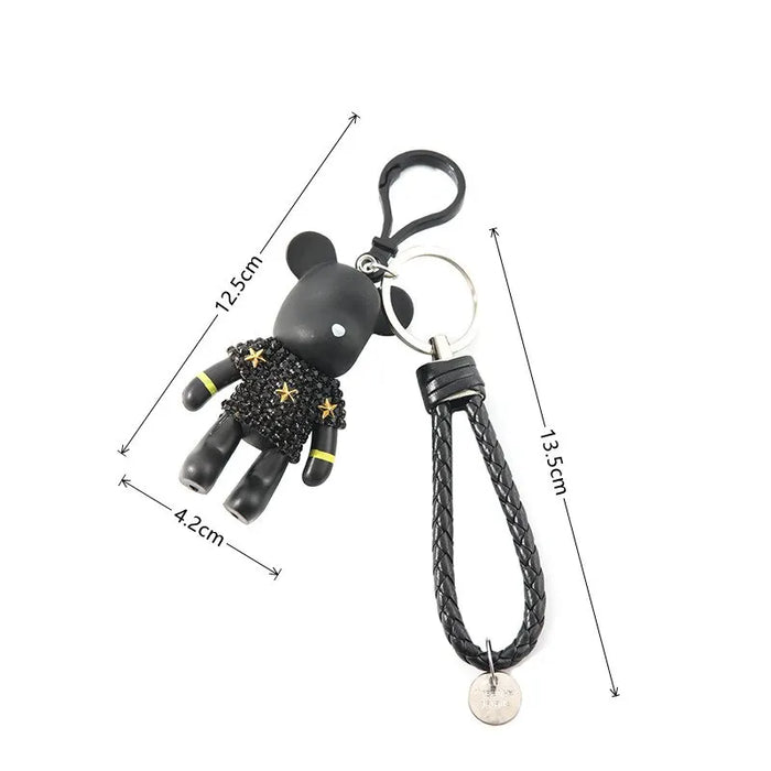 1pcs Doll Silver-plated Key Ring For Men And Women Stylish Bear With Diamonds Can Also Be Used With Bags
