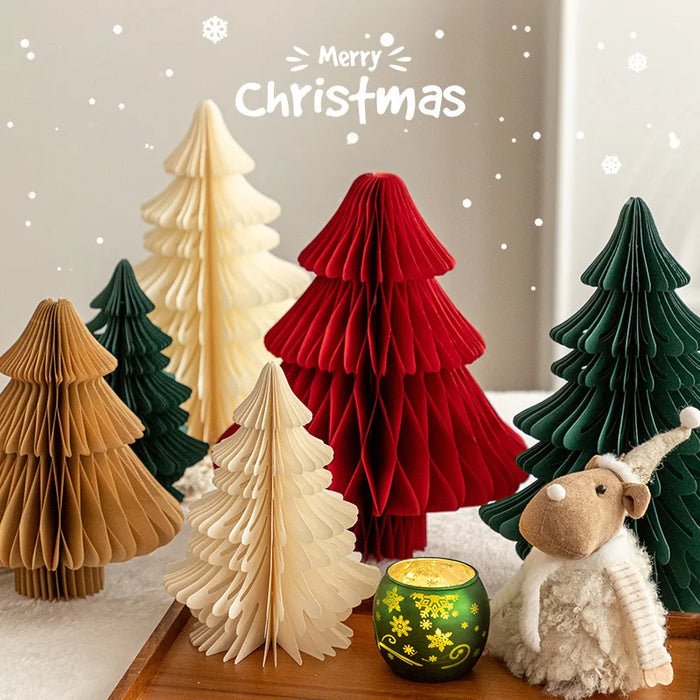 Chinese New Year Decorations Paper Honeycomb Ball Folding Christmas Tree 3D Ornament Home Wedding Decoration Desktop Ornament