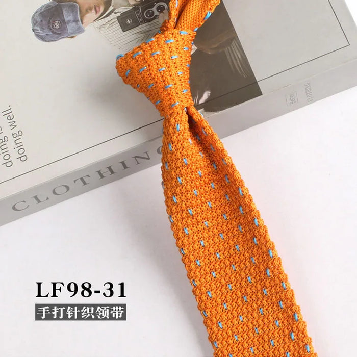 Striped Knitted Neckties For Men Narrow Retro Knitting Neck Tie Korean Style Casual Cravat Shirts Accessories Suit Neckwear