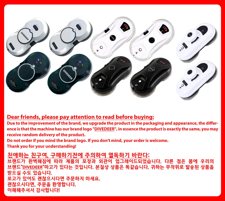 DIVEDEER Home intelligent cleaning robot with automatic water spraying function, anti drop magnetic glass cleaning machine