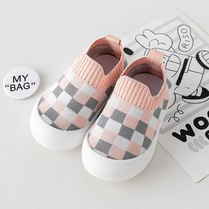 2025 Spring New Slip-on Toddler Shoes Baby First Walkers Boys Girls Autumn Non-Slip Classic Plaid Sneakers Sport Shoes