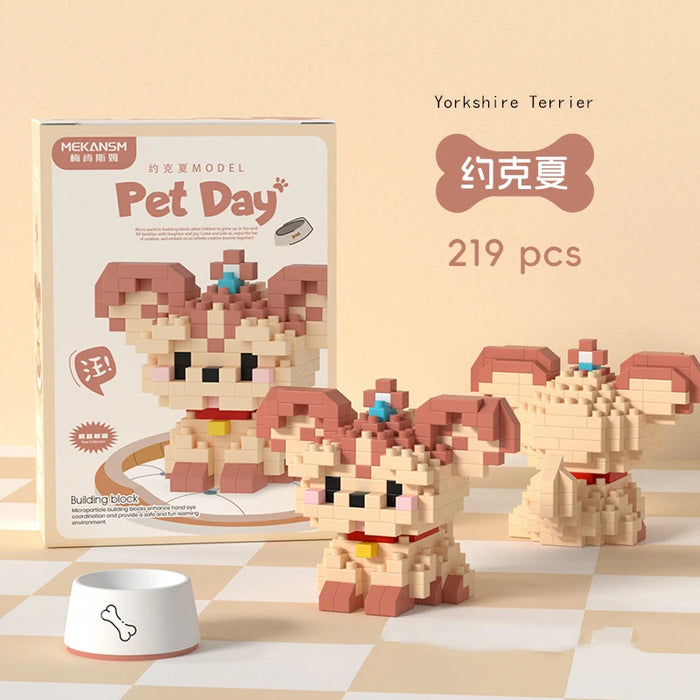 Yorkshire terrier micro block figure, 219 pieces, with box art