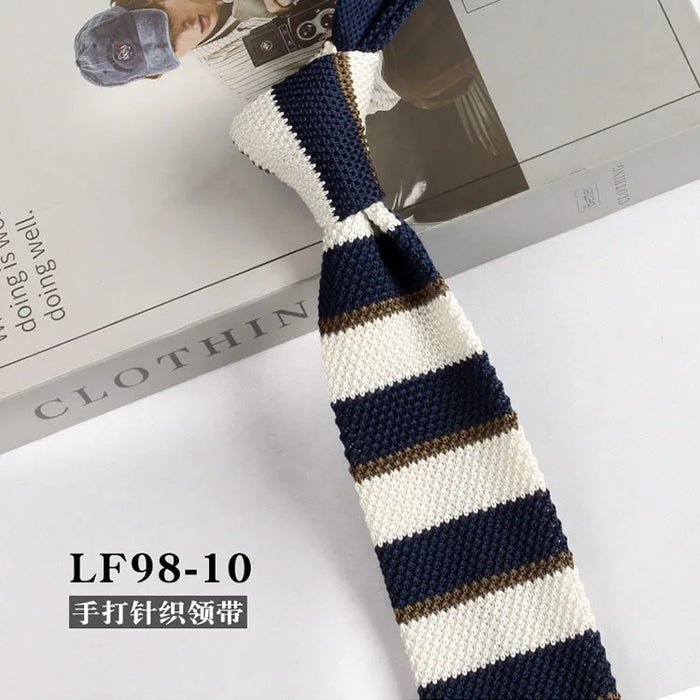 Striped Knitted Neckties For Men Narrow Retro Knitting Neck Tie Korean Style Casual Cravat Shirts Accessories Suit Neckwear