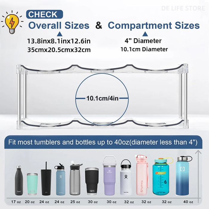 Multilayer Water Bottle Organizer For Stanley Tumbler Organizer Cabinet Stackable Wine Rack Beverage Thermos Storage shelf