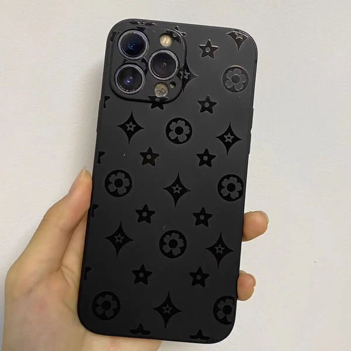 Luxury Retro Classic Phone Case For iP 16 15 14 13 12 11Pro Max XR X XS 12Mini 16Puls 15Pro Soft Silicone Black Phone Cases