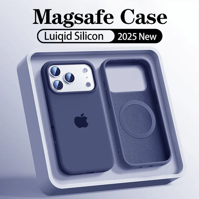 Original Liquid Silicone Magsafe Case for Apple iPhone 17 13 15 16 14 Pro Max Wireless Charging 12 15 16 17 Magnetic Soft Cover